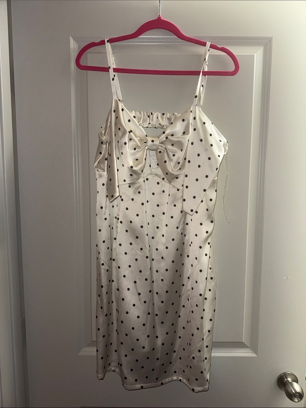 wild fable Cream Polka Dot Satin Slip with Front Bow